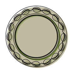 round ethnic frame with leaves  vector illustration