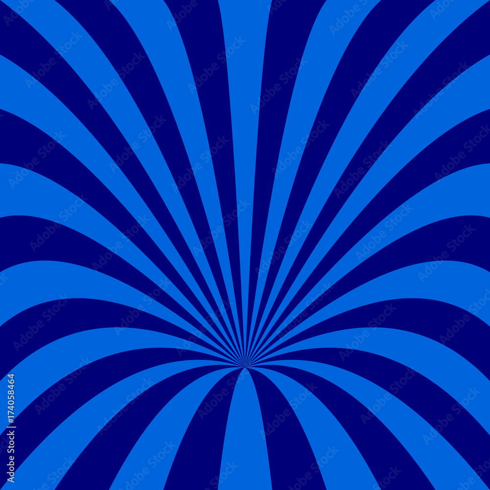 Poster blue abstract funnel background - vector design from curved rays
