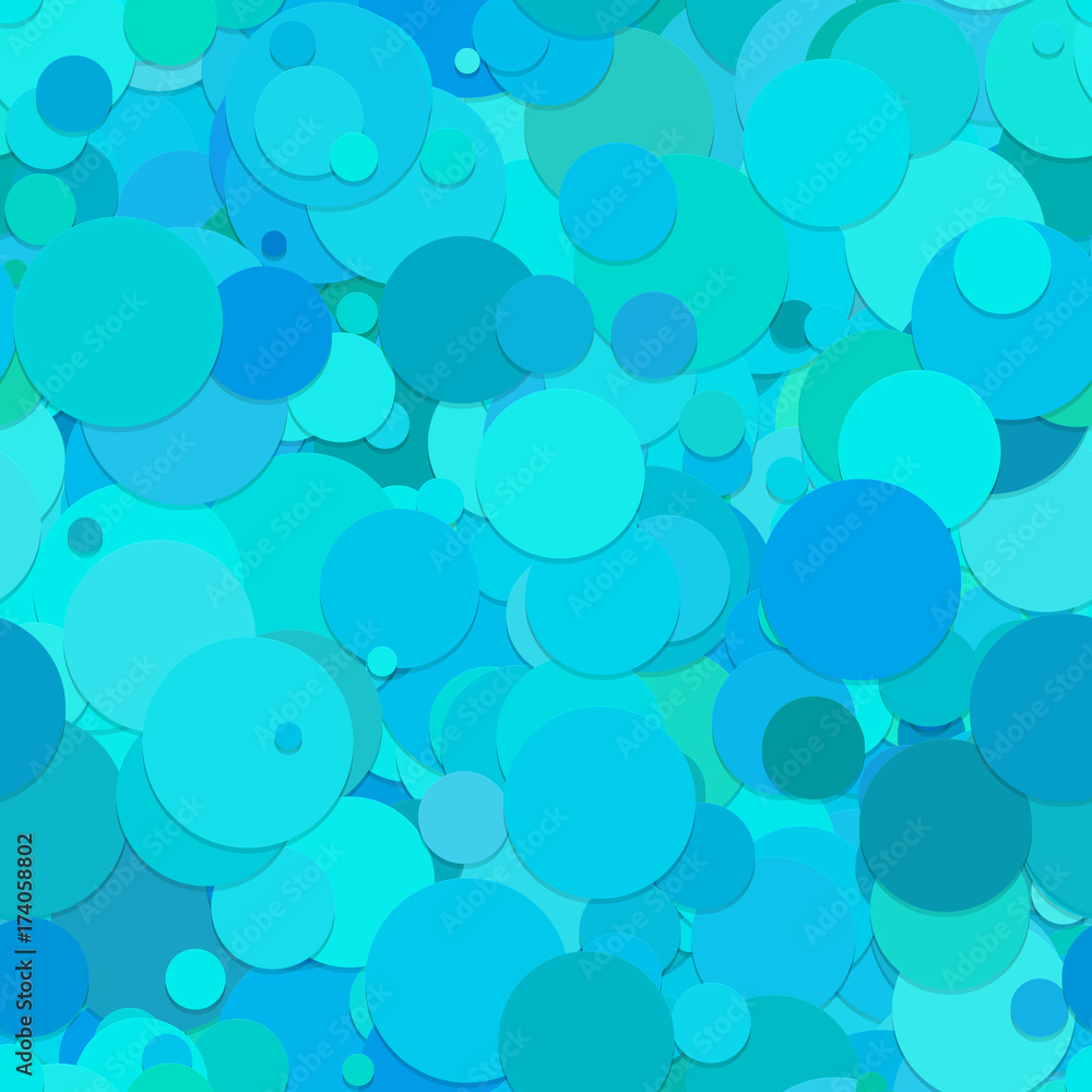 Poster Seamless random dot background pattern - vector graphic from circles in cyan tones with shadow effect