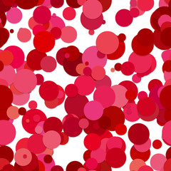 Seamless random dot background pattern - vector graphic from circles in red tones with shadow effect