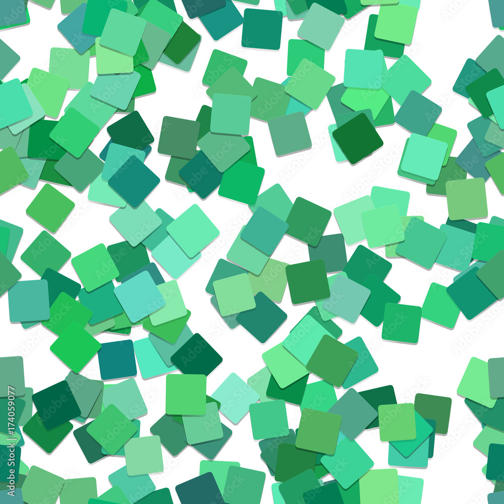Poster seamless square pattern background - vector illustration from rotated squares in green tones with sh