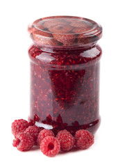 Raspberry jam in jar