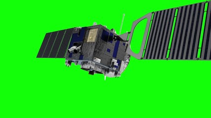 Space Satellite On Green Screen. 3D Animation. You Can Use Any Background For Your Projects. You Can Find Complete Scene In My Portfolio.