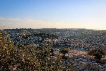 Fototapeta na wymiar Jerusalem view from Mount of Olives, Israel