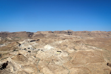Dead Sea and desert view from Masada Fortress, Israel