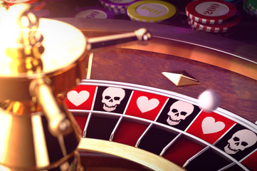 3D illustration of roulette of life or death