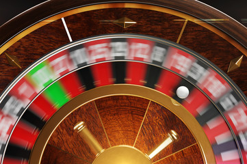 3D illustration of spinning roulette view from above