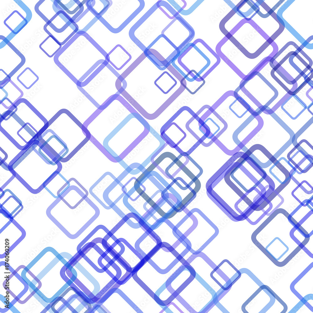 Poster blue repeating geometric square background pattern - vector graphic design from random diagonal squa