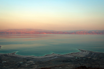 Fototapeta na wymiar Dead Sea view by sunset, Israel