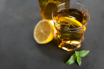 Ice tea with lemon and mint