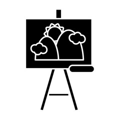 Sun and mountains paint icon vector illustration graphic design