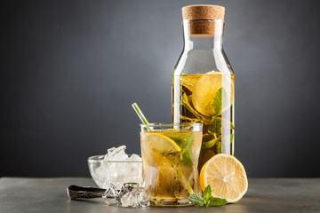 Ice tea with lemon and mint