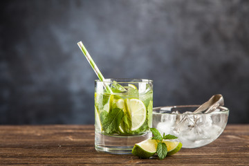 Mojito cocktail on dark background
