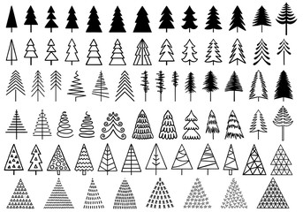 72 Christmas trees, vector set - 174062452