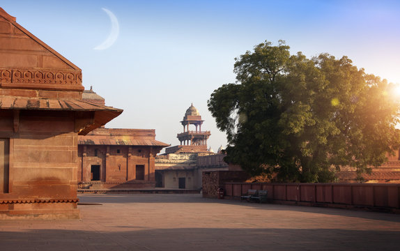 Ancient abandoned city of Fatehpur Sikri, XVI century. Agra, Uttar Pradesh, India...