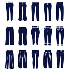Different types of women trousers and pants