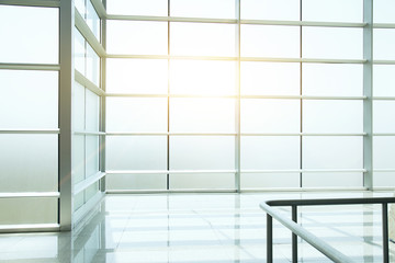 Fototapeta na wymiar empty hall of modern business center. interior background airport 