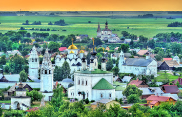 Aerial view of Suzdal, a UNESCO world heritage site in Russia - obrazy, fototapety, plakaty