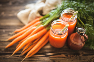Fresh organic carrot juice