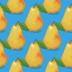 Seamless Pattern. Ripe Yellow Pears