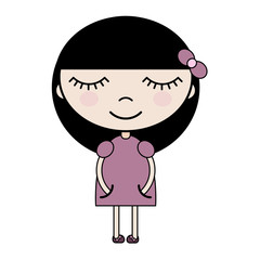 Obraz premium Cartoon girl in pink dress, vector