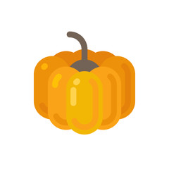 Pumpkin flat icon. Autumn harvest and Halloween flat illustration