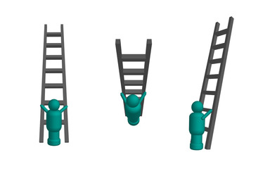 Climbing ladder in 3D, vector