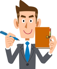 ビジネスマンと手帳
