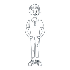 Young man cartoon icon vector illustration graphic design