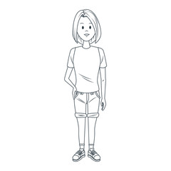 Young woman cartoon icon vector illustration graphic design