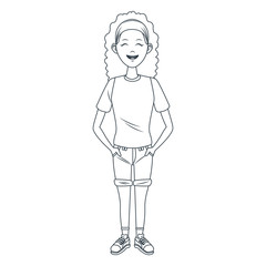 Young woman cartoon icon vector illustration graphic design