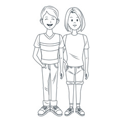 Young couple cartoon icon vector illustration graphic design