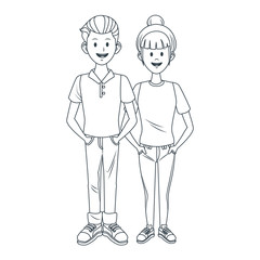Young couple cartoon icon vector illustration graphic design
