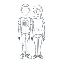 Young couple cartoon icon vector illustration graphic design