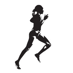 Fototapeta na wymiar Running woman, abstract vector silhouette