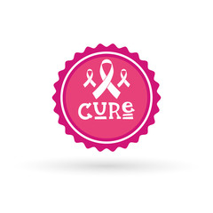 Pink Ribbon Breast Cancer Awareness Icon Isolated Flat Vector Illustration