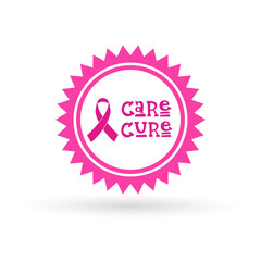 Pink Ribbon Breast Cancer Awareness Icon Isolated Flat Vector Illustration