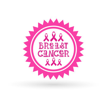 Pink Ribbon Breast Cancer Awareness Icon Isolated Flat Vector Illustration