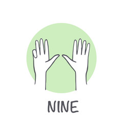 Vector ticks fingers count drawing Nine