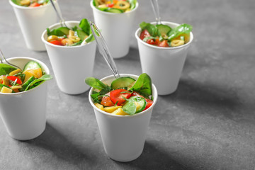 Tasty salad for baby shower party on table