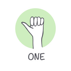 Fototapeta premium Vector ticks fingers count drawing One