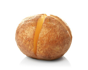 Baked potato on white background