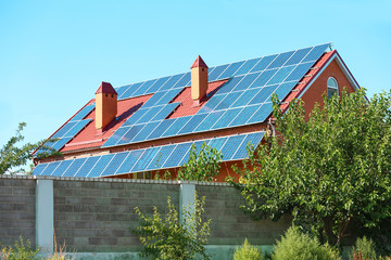 Solar panels on roof of house