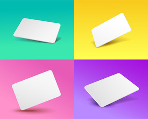 Set of a gift card template placeholder with a 3D effect. Vector illustration EPS 10. Isolated on a colored background