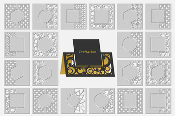 Set template cards to cut. Topper. Use for congratulations, invitations, presentations, weddings. Vector illustration.