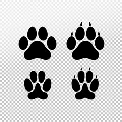 Dog or cat set paw print flat icon for animal apps and websites. Template for your graphic design. Vector illustration. Isolated on transparent background