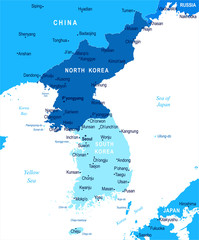 Korean Peninsula Map - Vector Illustration