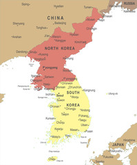 Korean Peninsula Map - Vector Illustration