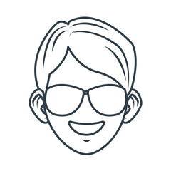 Young man with sunglasses cartoon icon vector illustration graphic design