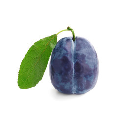 Fresh ripe plum isolated on white